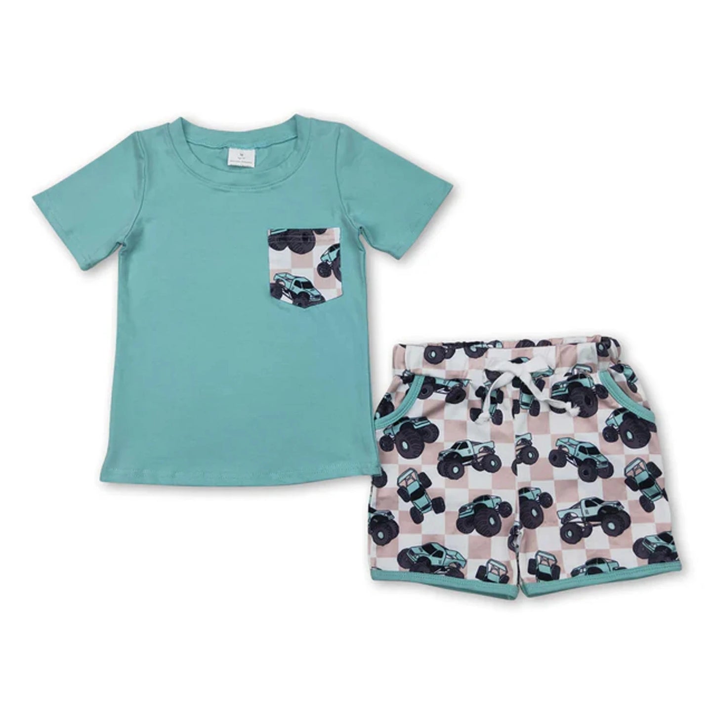 Toddler Boy 2 Piece Summer Outfits Print Short Sleeve T-shirt Elastic Waist Shorts Kids Matching Sets