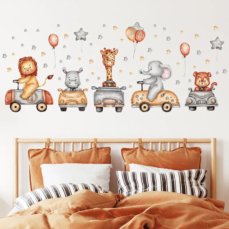 Cartoon Forest Animals Wall Stickers for Kids Rooms Boys Girls Baby Room Decoration Child Wallpaper Home Decor Giraffe
