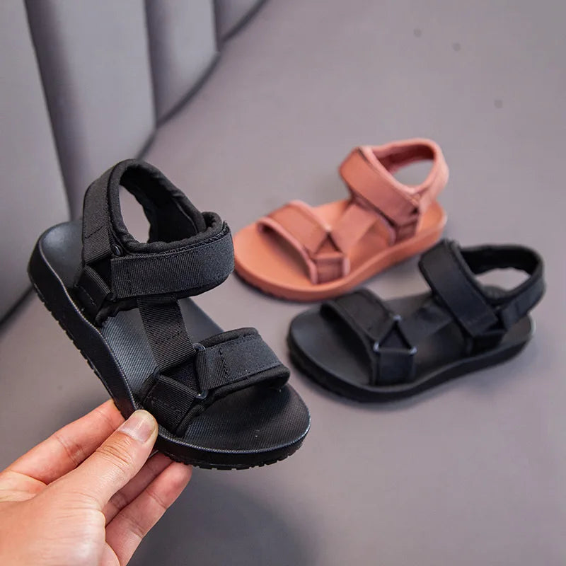 Boy Girl Canvas Sandals Slippers Solid Color Soft Soled Anti-Slip Children Kid Shoes Summer Beach