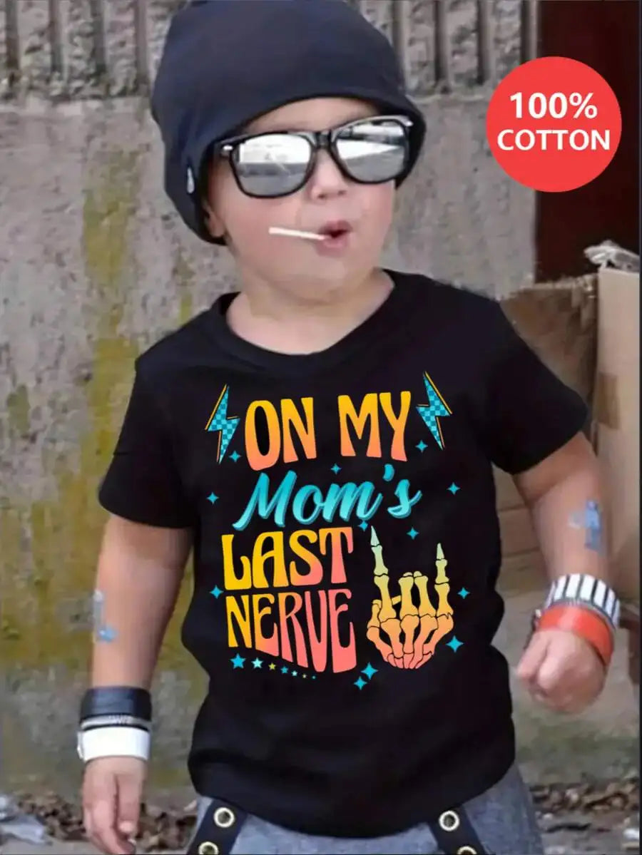 Cotton Casual For Both Boys And Girls Family Matching Shirts On My Moms Last Nerve Graphic Tee Summer Birthday Gift For Kids