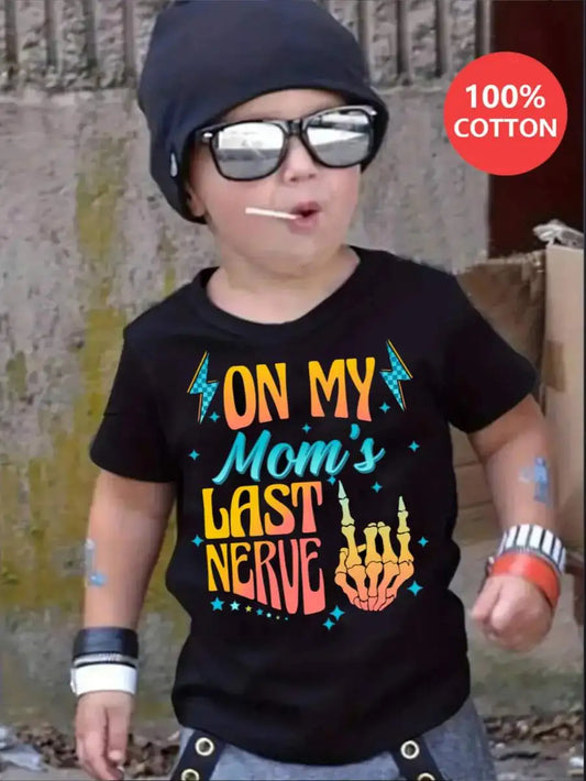 Cotton Casual For Both Boys And Girls Family Matching Shirts On My Moms Last Nerve Graphic Tee Summer Birthday Gift For Kids