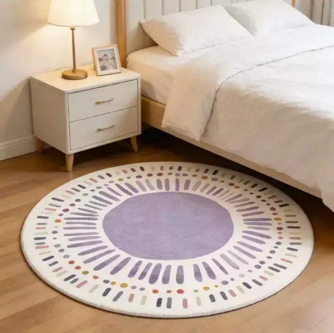 Lion Pattern Carpets for Living Room Fluffy Soft Children Mat Thick Plush Bedside Rug Cartoon Style Bedroom Decor Round Carpet