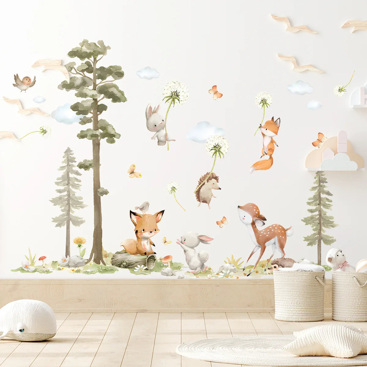 Cartoon Forest Animals Wall Stickers for Kids Rooms Boys Girls Baby Room Decoration Child Wallpaper Home Decor Giraffe