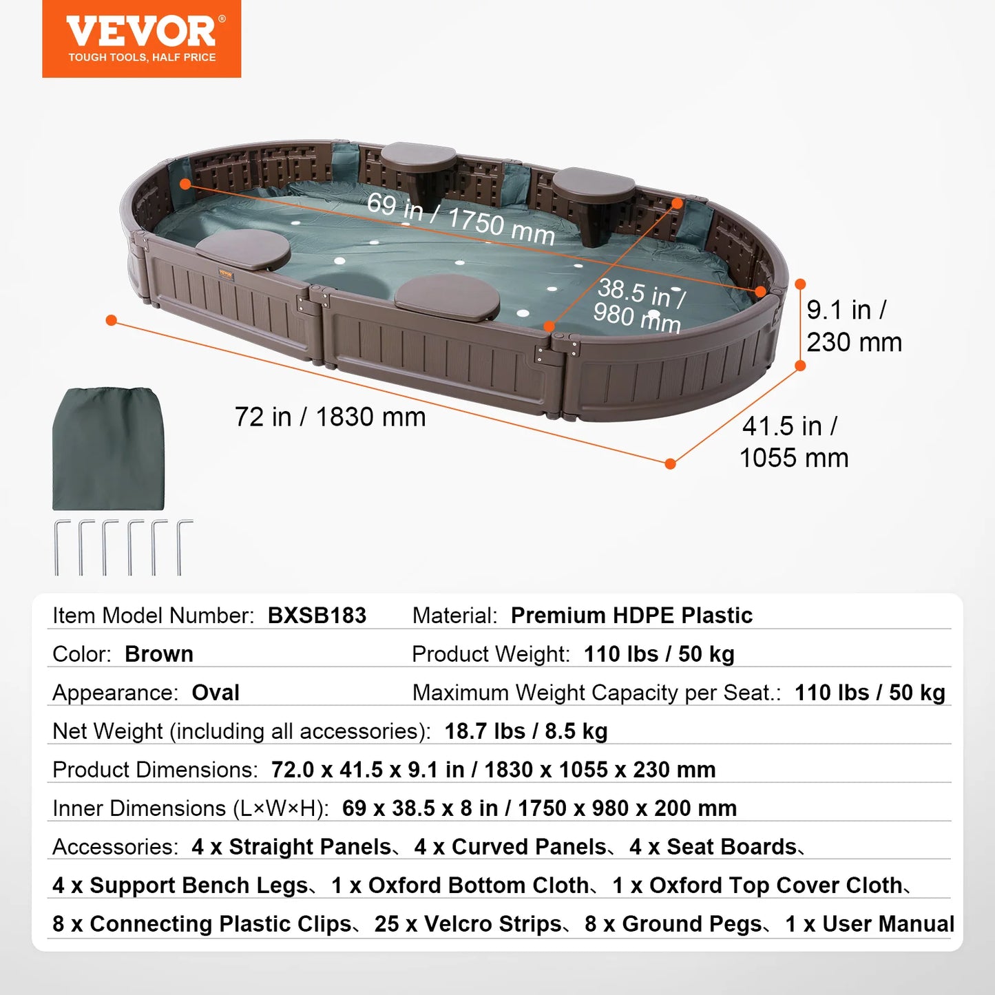 SucceBuy Sandbox with Cover in Square Sand Box Sand Pit with 4 Corner Seating and Bottom Liner Kids Sandbox for Outdoor for Kids
