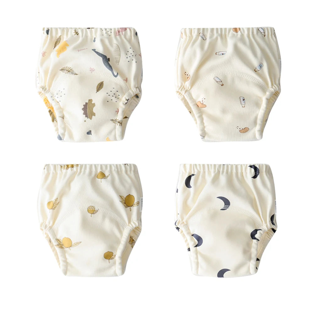 4PCS Baby Kids Cotton Potty Training Pants Waterproof Infant Shorts Underwear Reusable Cloth Diaper Nappies Children Panties