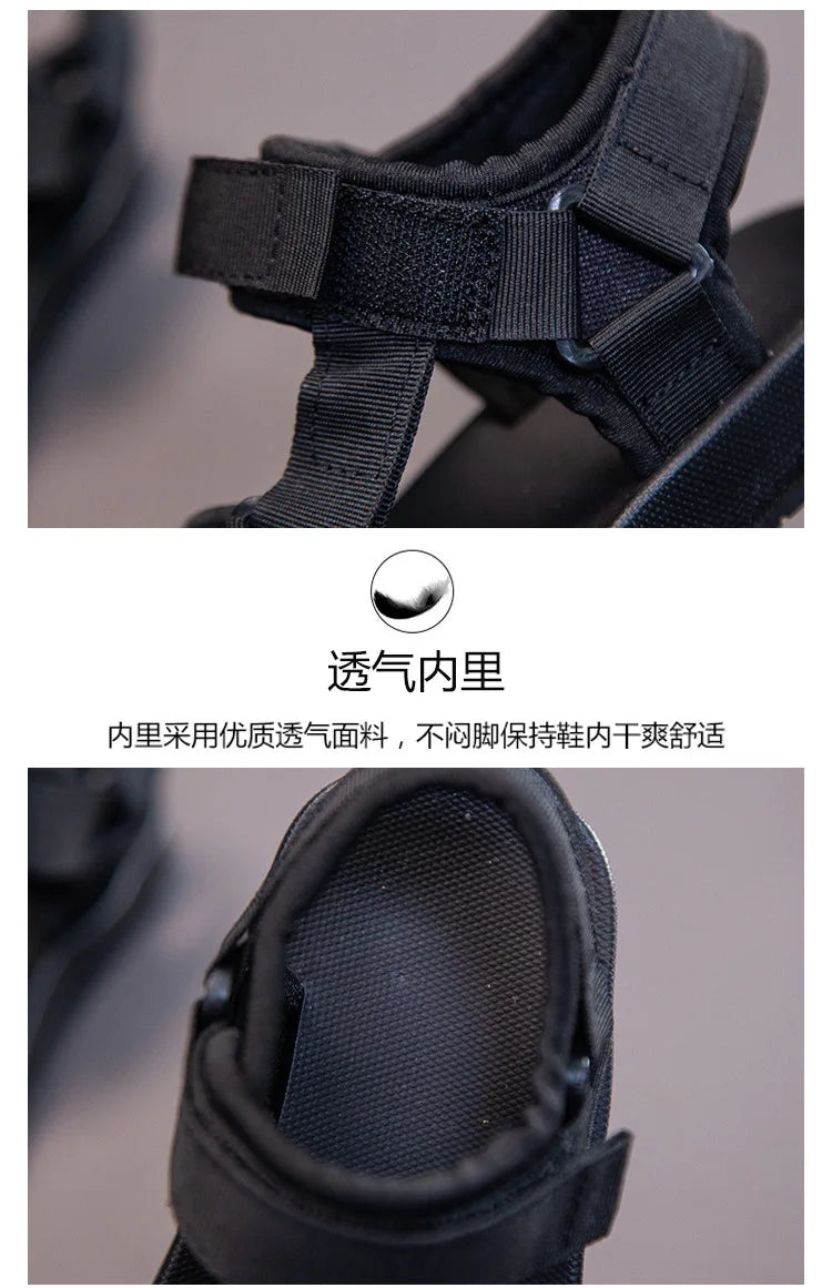 Boy Girl Canvas Sandals Slippers Solid Color Soft Soled Anti-Slip Children Kid Shoes Summer Beach