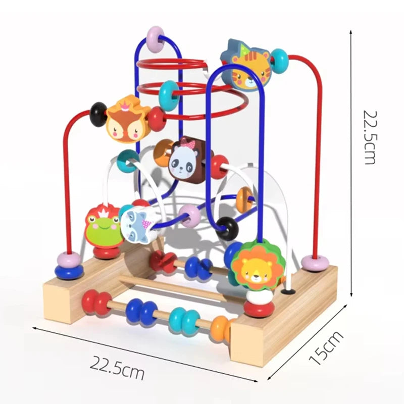 Montessori Baby Toys Wooden Roller Coaster Bead Maze Abacus Math Toys Toddler Early Educational Toys for 1 2 3 Years Kids Gifts