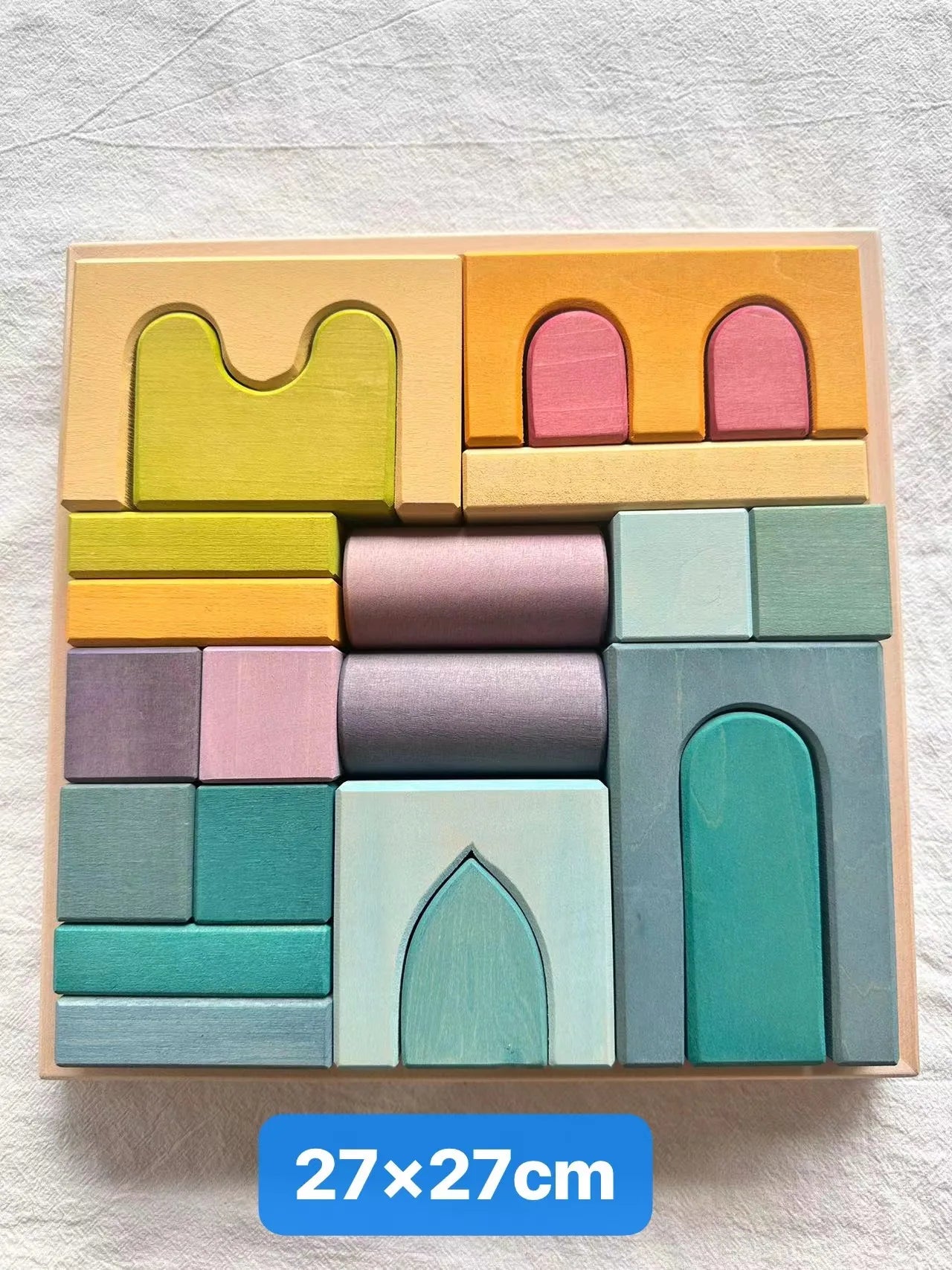 Kids Wooden Toys Pastel Building Blocks Stacking Crochet House  Animals Rainbow Forest Trees