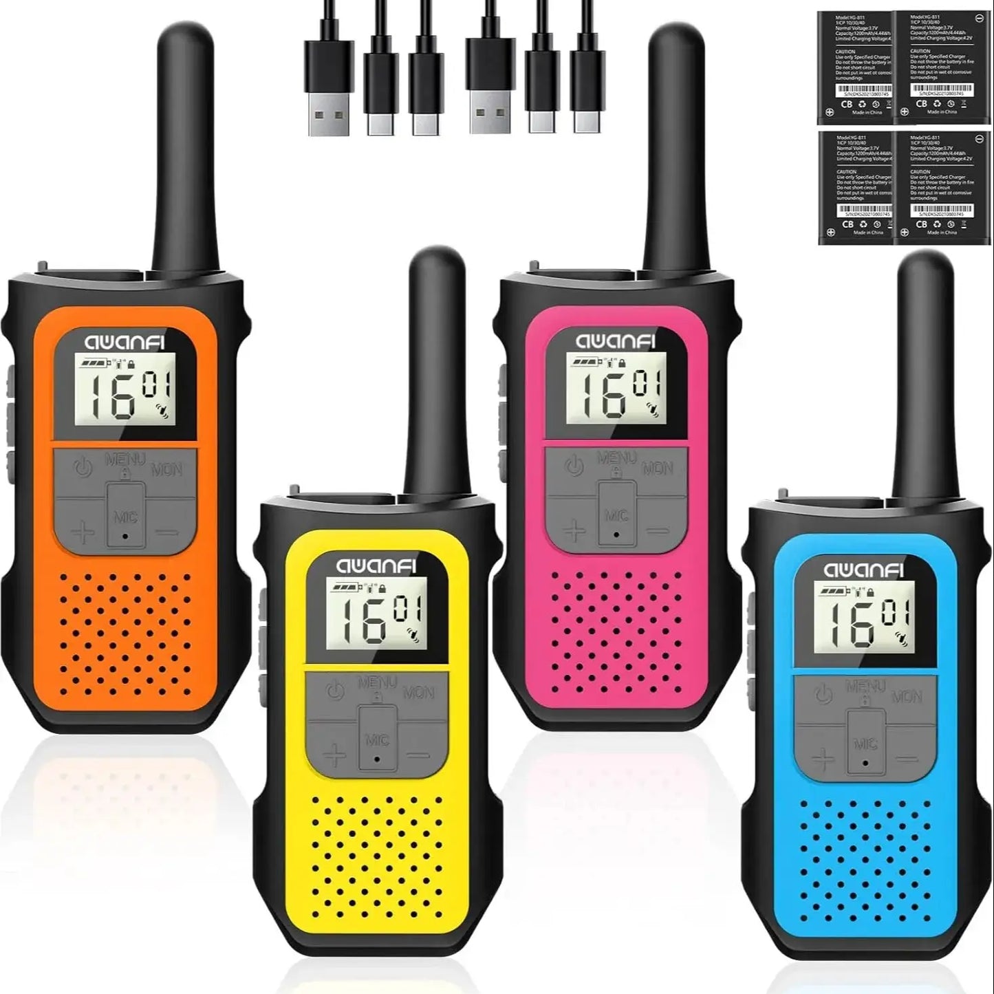 2/3/4 Pack Walkie Talkies for Kids, Long Range Rechargeable 2 Way Radios with VOX for Camping Hiking Cycling