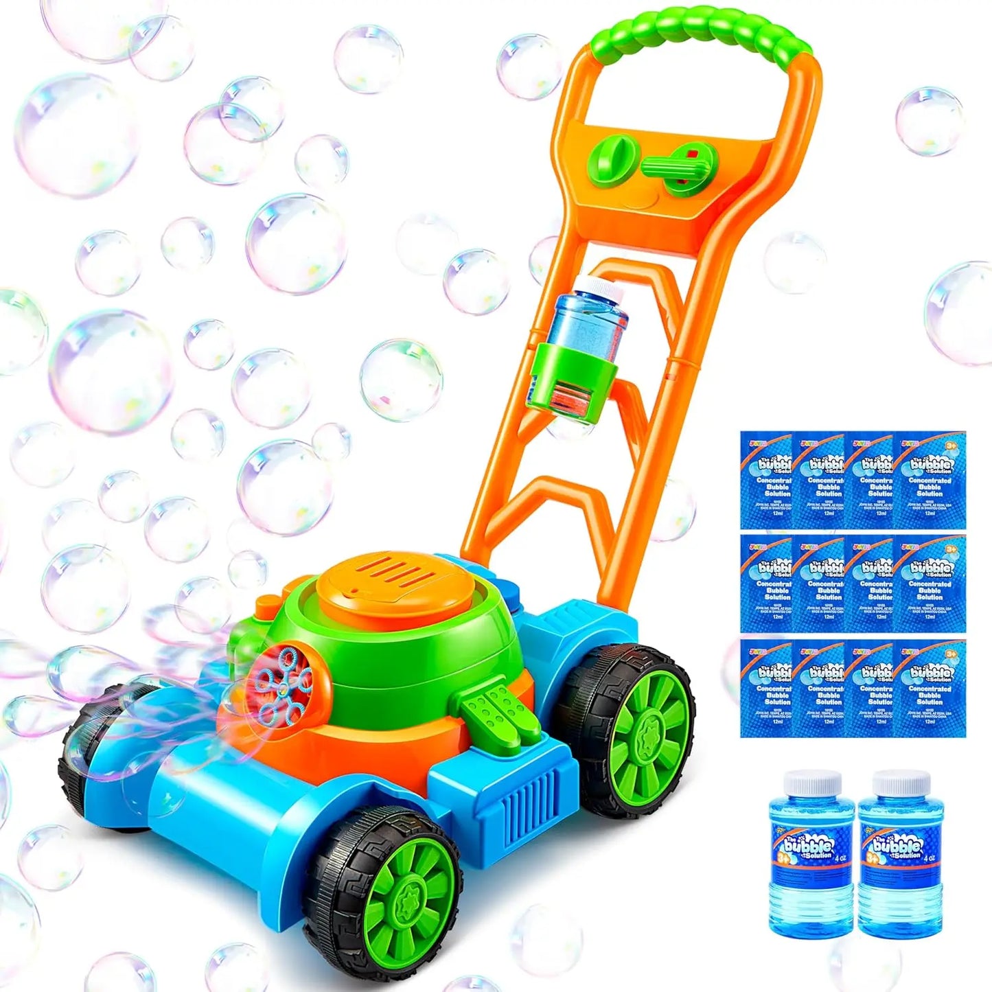 Bubble Machine Bubble Lawn Mower Summer Outdoor Toys Pink Bubble Blower for Kids 3-6 Birthday Gifts