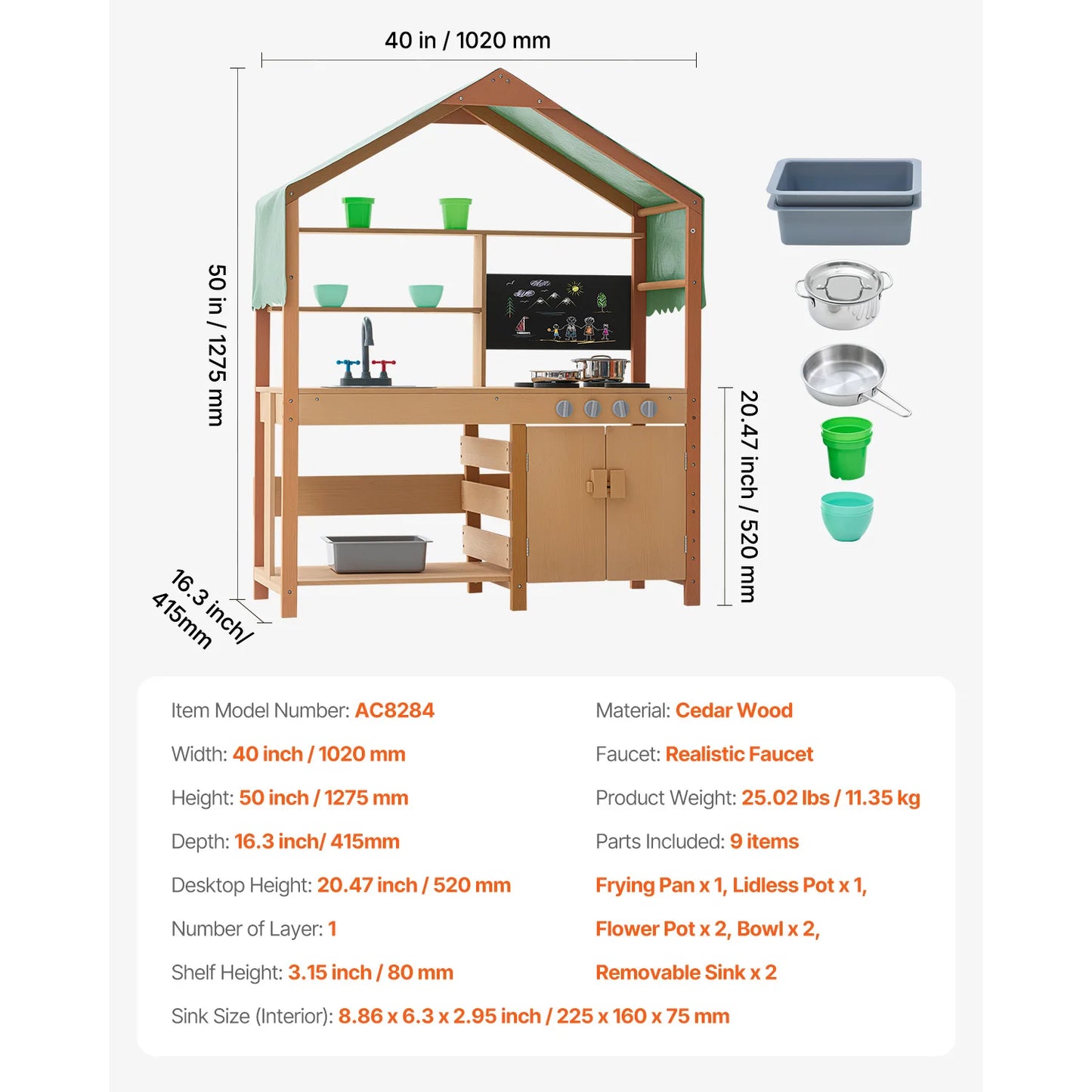 SucceBuy Mud Kitchen Cookware Toys Kids Outdoor Toddler Grocery Store Playset with Stoves Faucet for Children Birthday Gifts