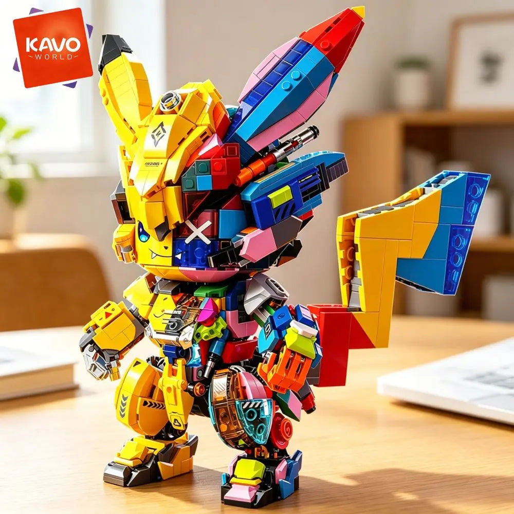 1505PCS DIY Mecka Mouse Building Block Set Semi-Transparent Anime Disassembly Glow Light Up Bricks Model for Building Fans Construction Kit