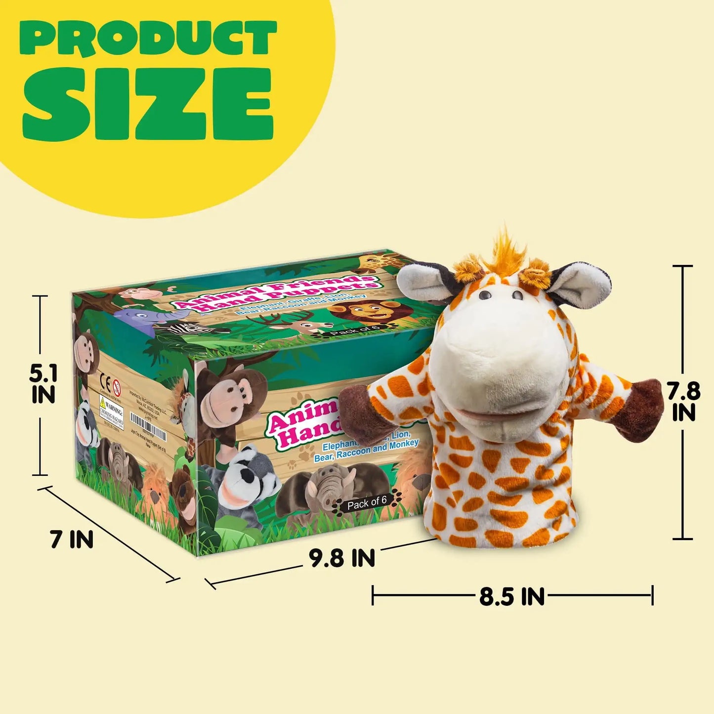 Joyfy 6Pcs Kids Hand Puppet with Mouth Toddler Animal Plush Toy for Show Theater Kids Birthday Gifts Easter Basket Stuffers