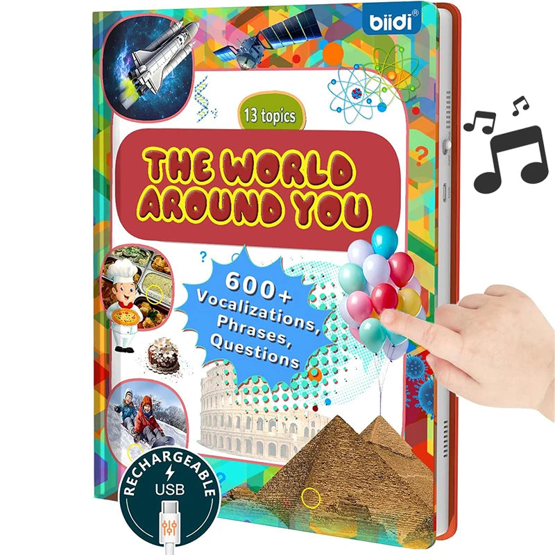 English Sound Book The World Around You First Sight Word Educational Learning Talking E-Book Montessori Interactive Toy Children