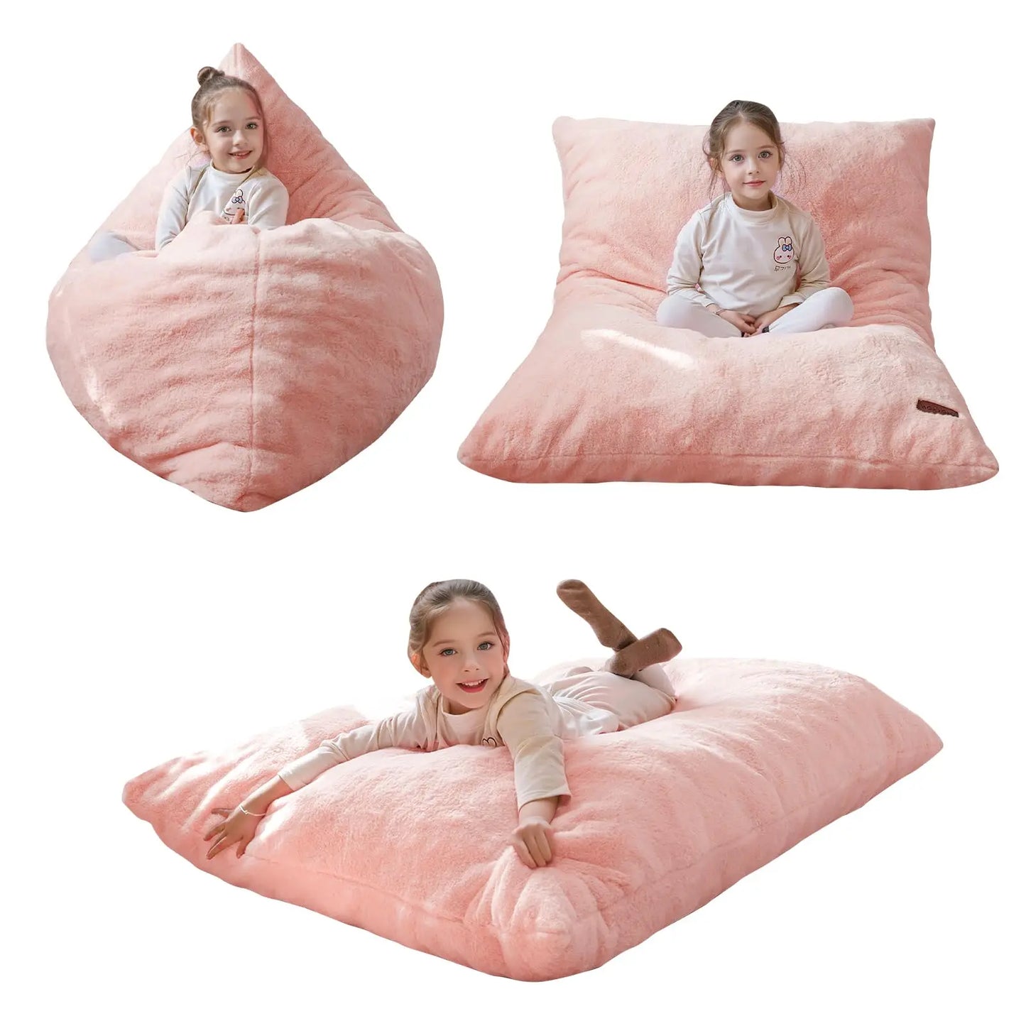 AXYOYO 3 in 1 Kids Bean Bag Chair, Comfy Floor Sofa with Removed Cover | Soft Floor Couch with High-Density Foam Filling Conver