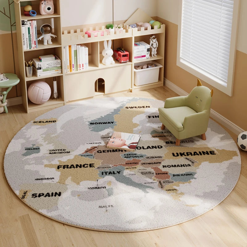 Children Room Thickened Carpet Reading Area Baby Children Crawling Carpets Living Room Bedroom Study Winter Round Plush Rug