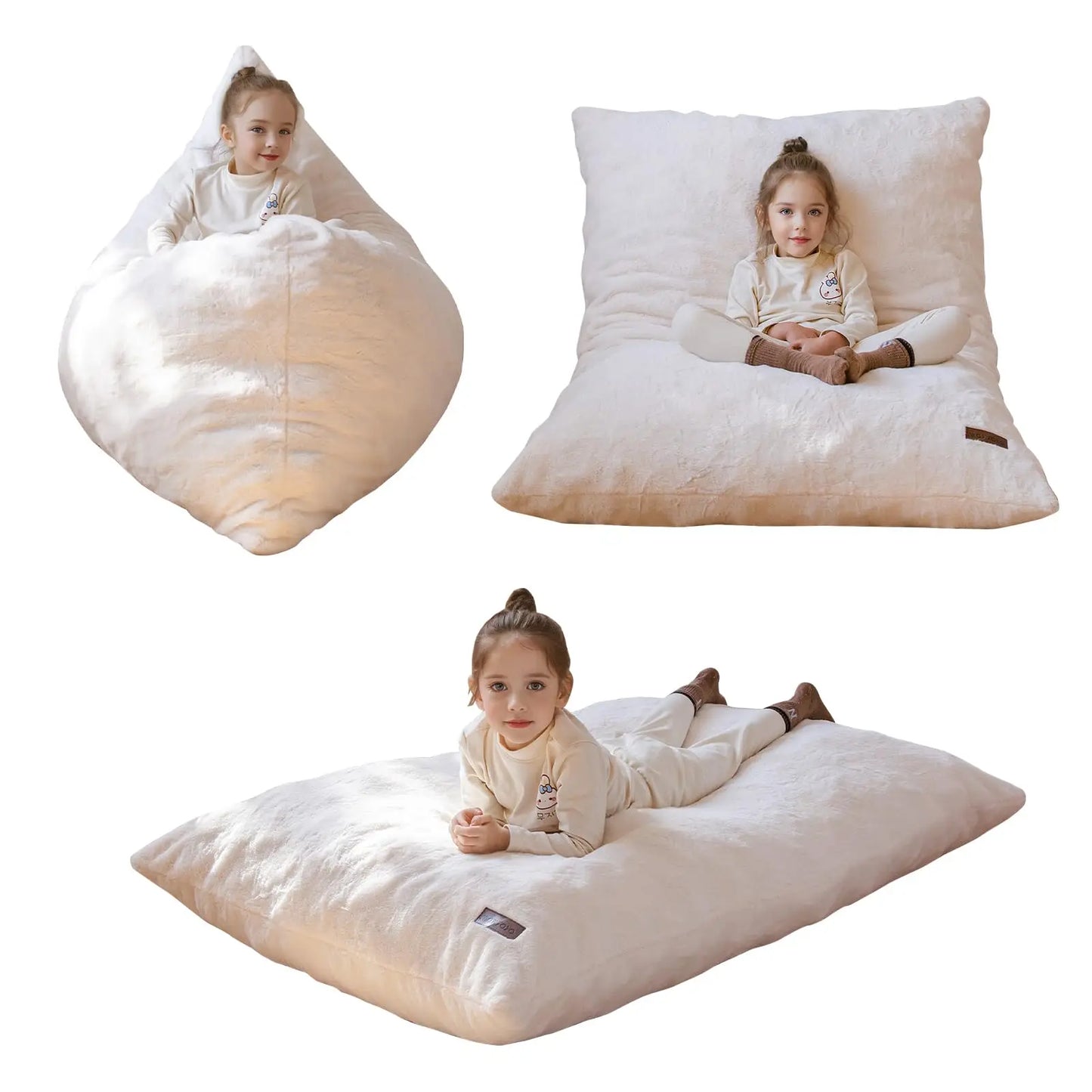 AXYOYO 3 in 1 Kids Bean Bag Chair, Comfy Floor Sofa with Removed Cover | Soft Floor Couch with High-Density Foam Filling Conver