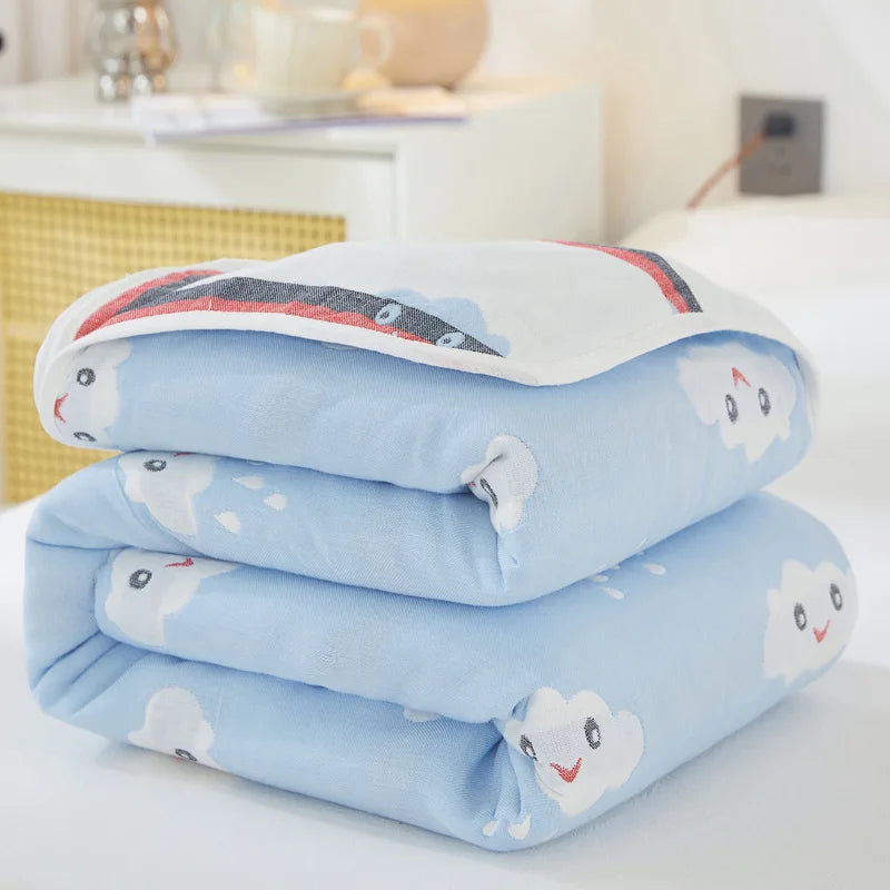 Breathable 6-layer Muslin Blanket for Children Adult 100% Cotton Sofa Bed Throw Blankets Soft Skin-Friendly Towel Blanket Summer