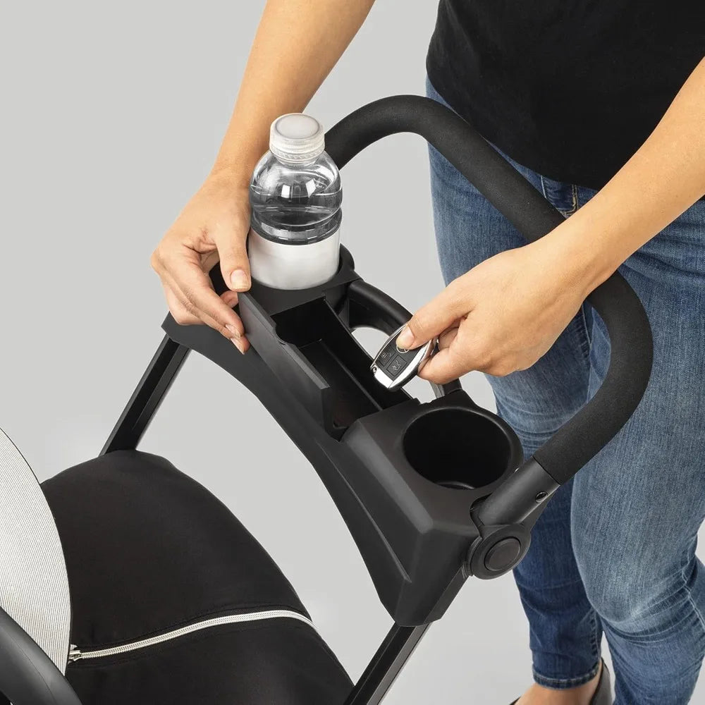 Universal Infant Car Seat Stroller Frame Adjustable Handle Parent Tray Black