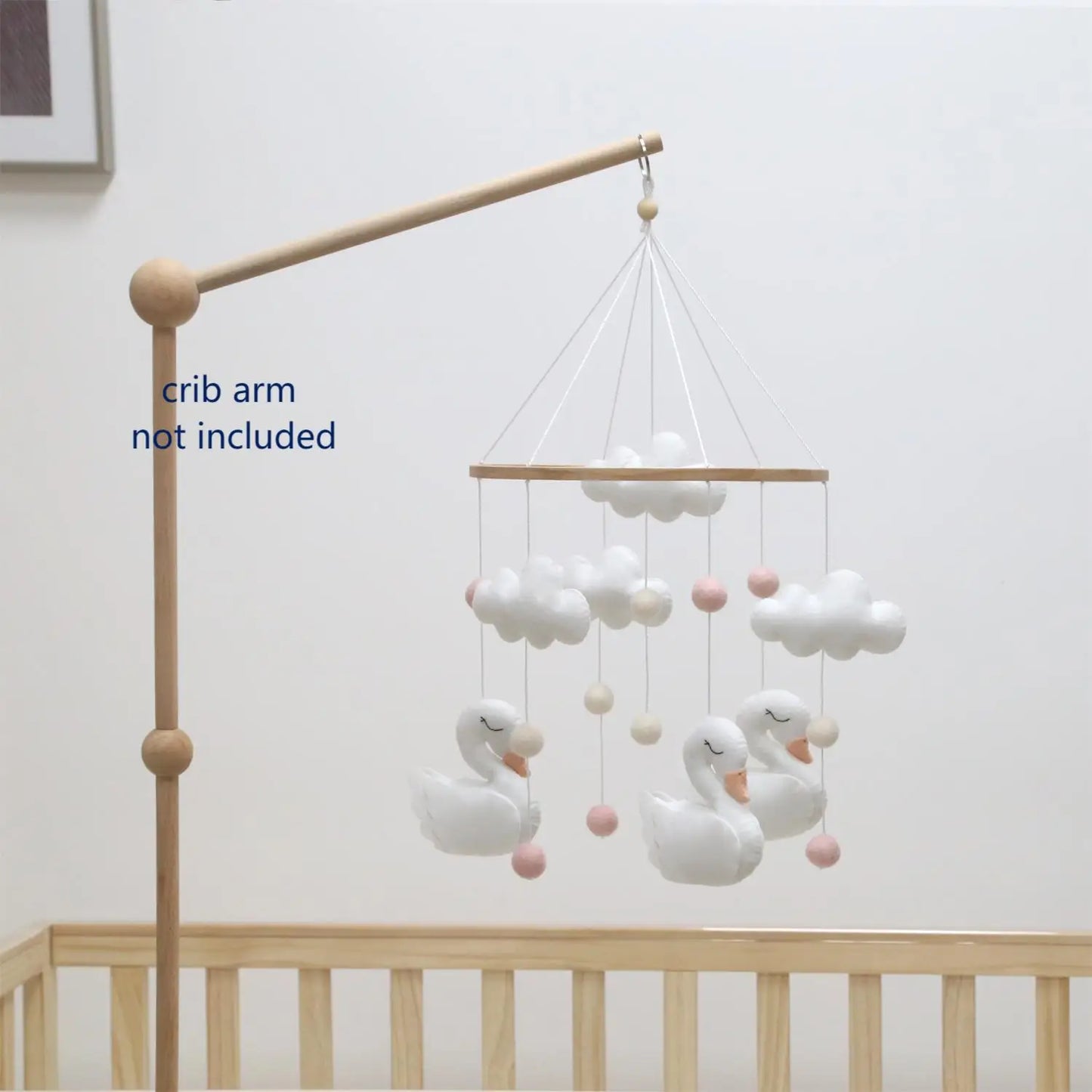Swan Baby Mobile for Nursery, Baby Girl Mobile, Crib Mobile