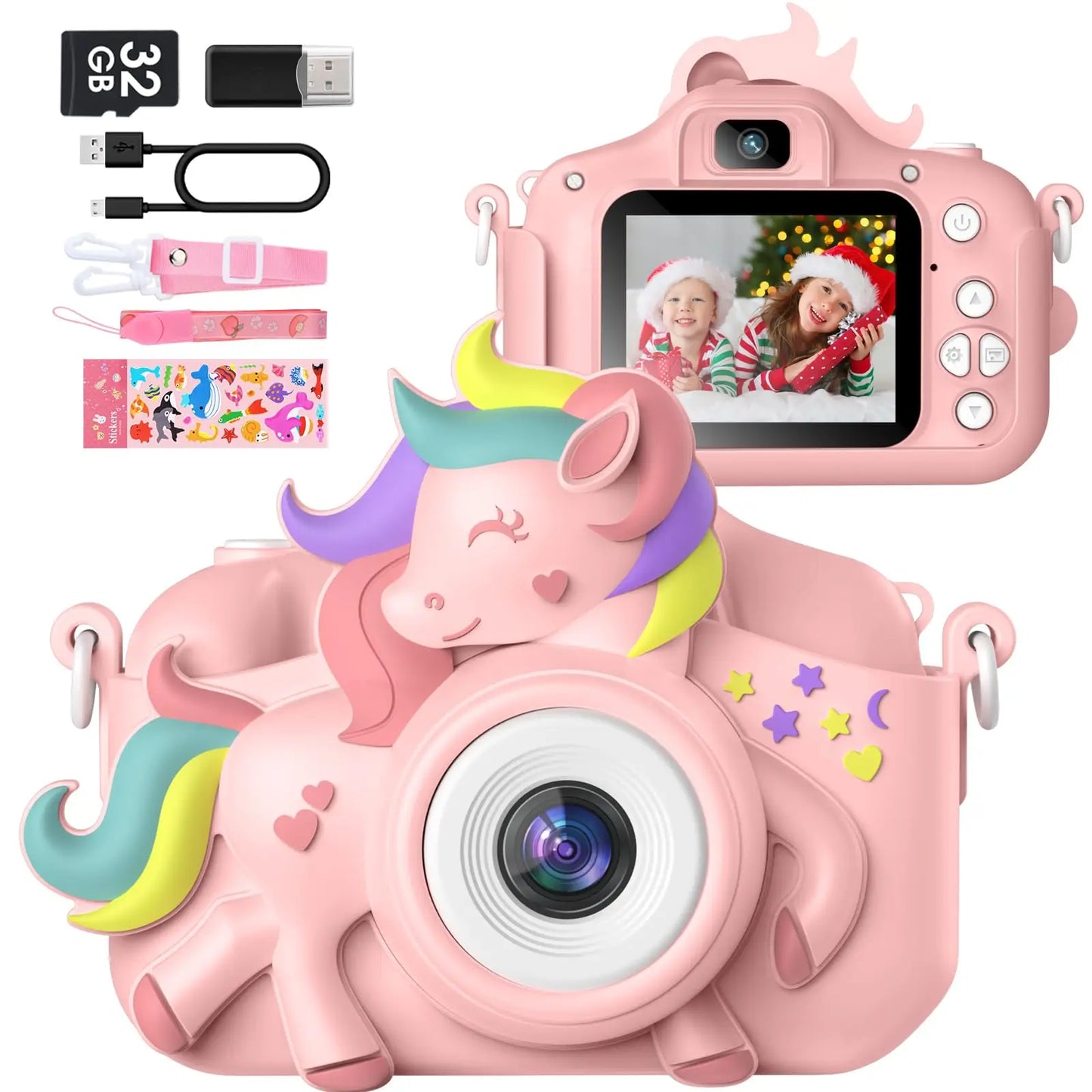 Kids Mini Camera 20.0 MP 1080P HD Digital Camera 2.0" Screen Camcorder Toy With 32GB Card For 6-12 Years Birthday Gifts