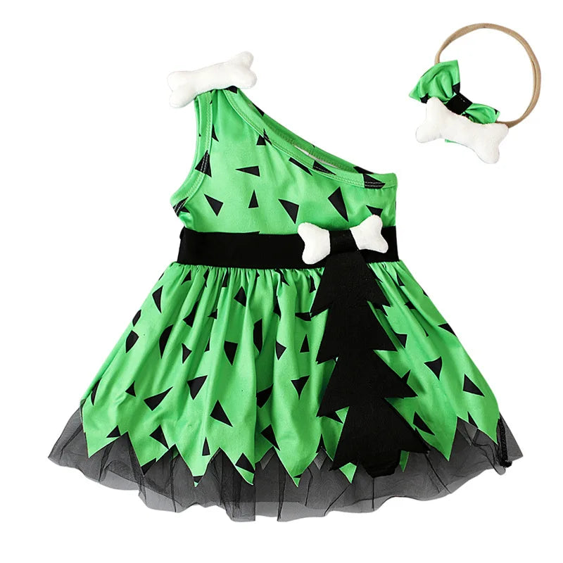 Prowow Baby Caveman Dresses One Shoulder Orange Halloween Dress For Girls Party Dress Toddler Party Halloween Costume For Baby