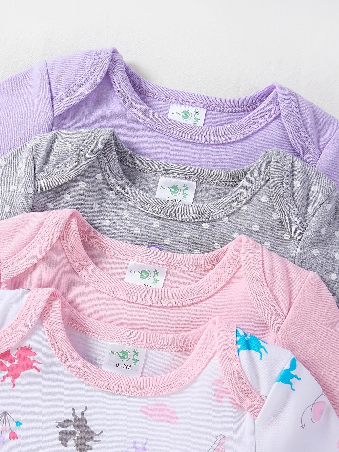 4pcs Baby Girls Long Sleeve Bodysuits, 100% Cotton Crotch Snap Rompers, Cute Print Outfits, Newborn Hospital Essentials |, Perfect for Outdoor