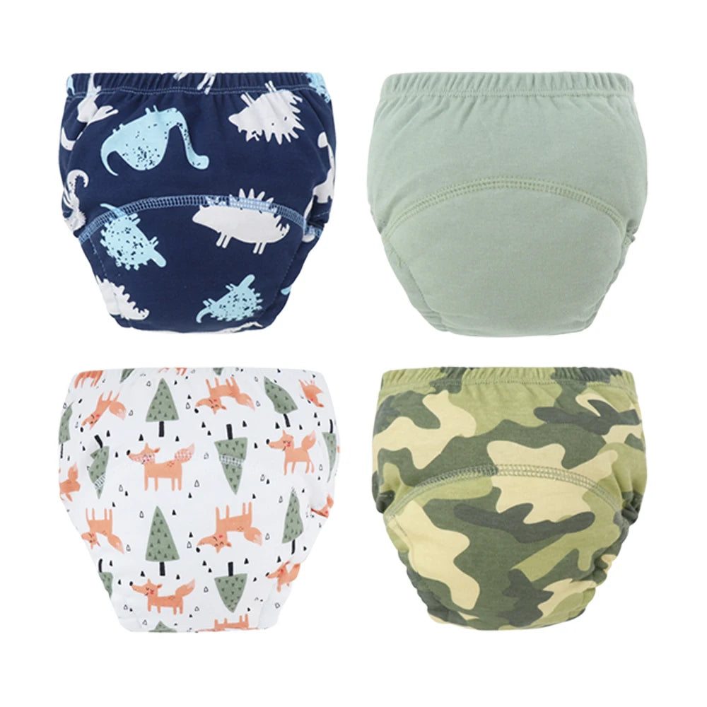 4PCS Baby Kids Cotton Potty Training Pants Waterproof Infant Shorts Underwear Reusable Cloth Diaper Nappies Children Panties