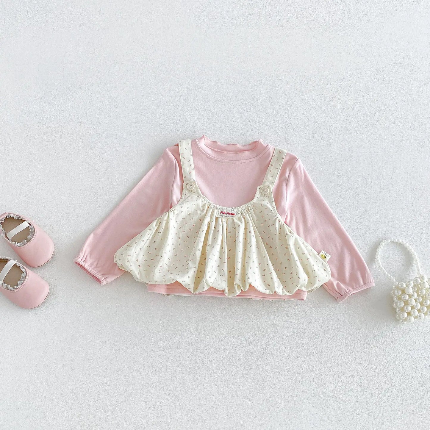 2026 New Autumn Baby Girl Sweet T-Shirt & Camisole 2Pcs Set | Toddler Grade A Cotton Sleeveless Layering Top Outfit