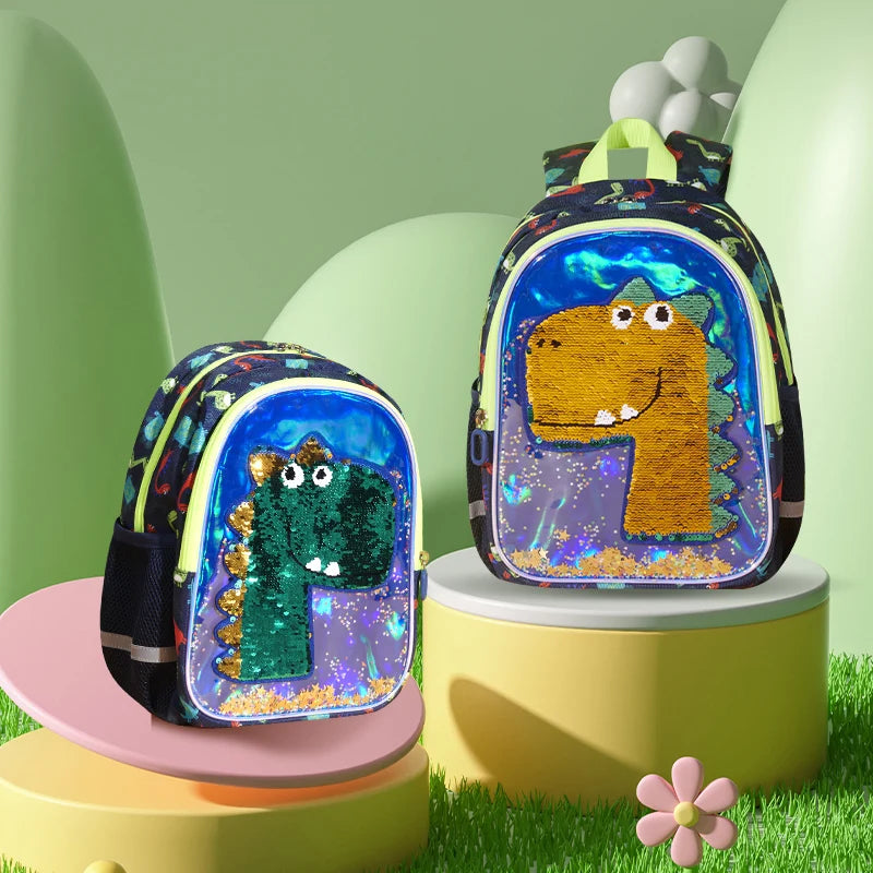 Dinosaur Kids Backpack Reversible Sequins for Preschool Early Elementary Kindergarten Backpack for Kids 3-6 years