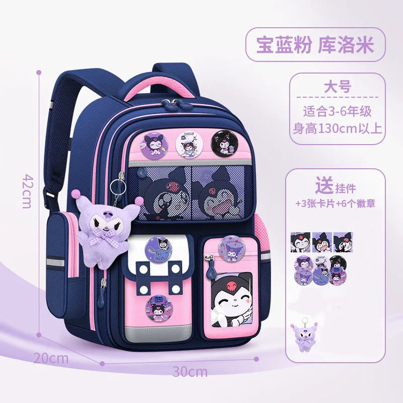 New Hot Cinnamoroll Large-Capacity Cartoon Children'S Backpack Kuromi My Melody Pochacco Cute Anime Children'S School Bag Set