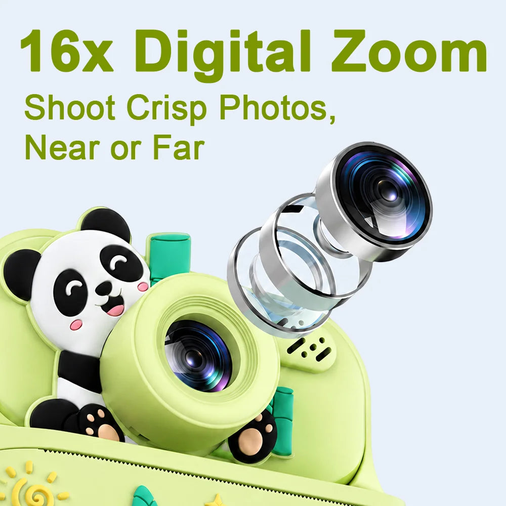 Cartoon Panda Kids Instant Print Camera Portable Selfie Toy Camera Birthday Halloween Thanksgiving Christmas New Year Gift for Boys Girls