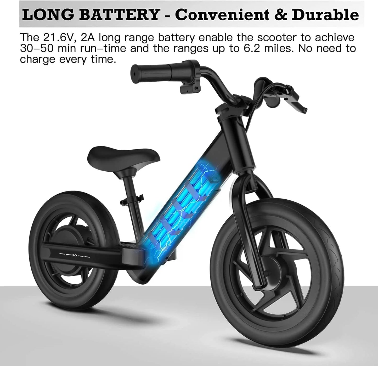 12 Inch Tires, 150W Peak Motor, 21.6V/2.6Ah Battery,  Electric Balance Bike for Kids Ages 3-5