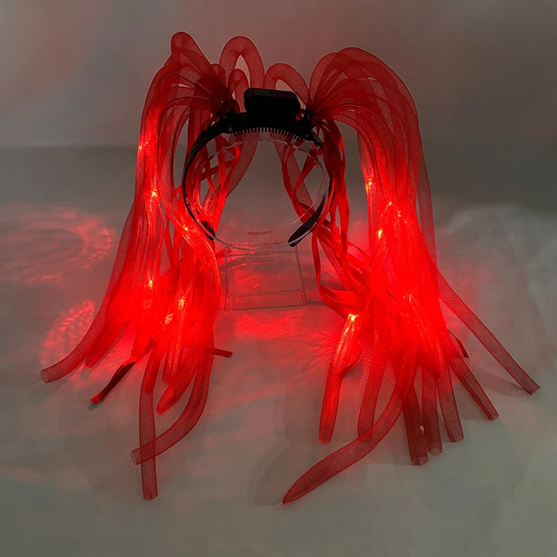 LED Light Up Flash Braid Noodles Headband Party Gift Led Glasses Neon Rave Party Hair Band Cosplay Birthday Glow Party Supplies